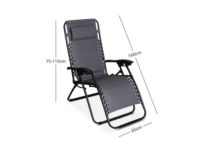 Zero Gravity Chair with Padded Cushion - Grey