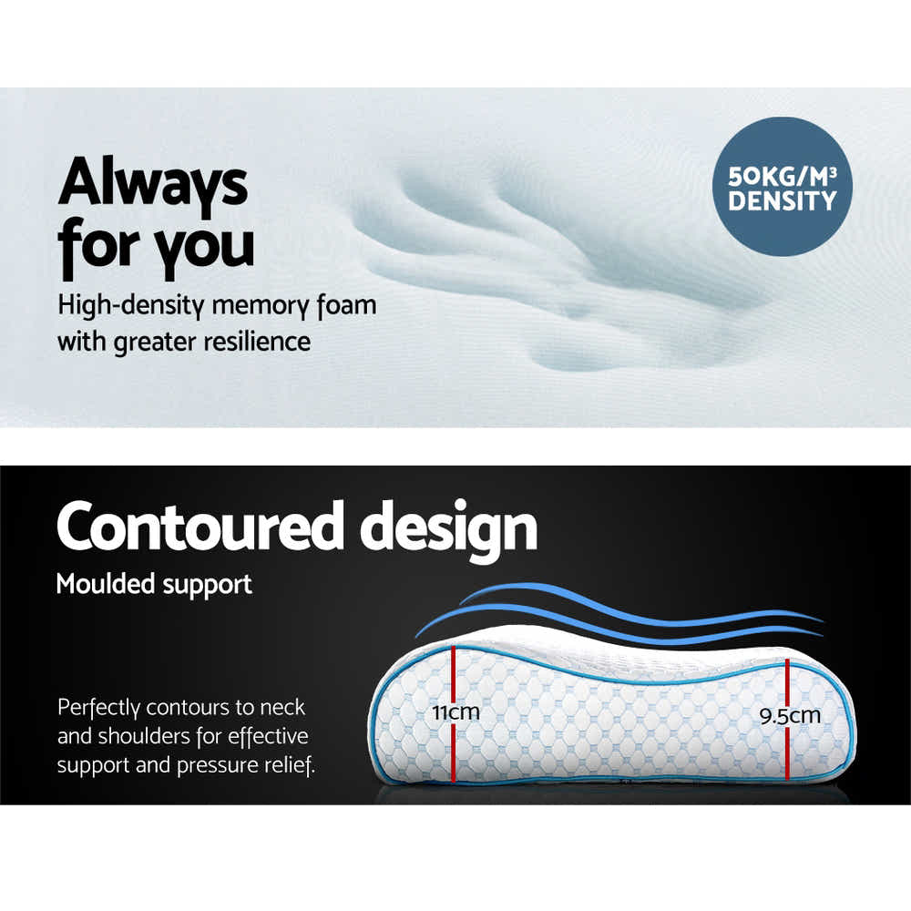 DS NA Memory Foam Pillow Ice Silk Cover Contour Pillows Cool Cervical Support