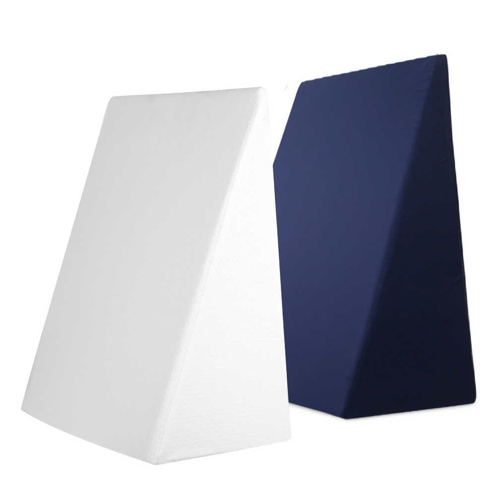 DS NA Bedding 2X Memory Foam Wedge Pillow with Cover Waterproof White Blue