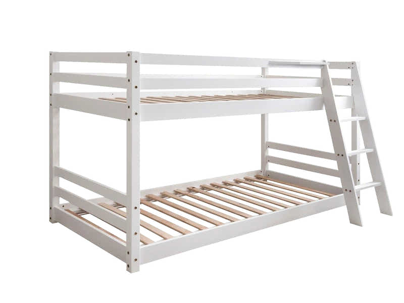 Polli White Bunk Bed with 15cm Bonnell Mattress Combo