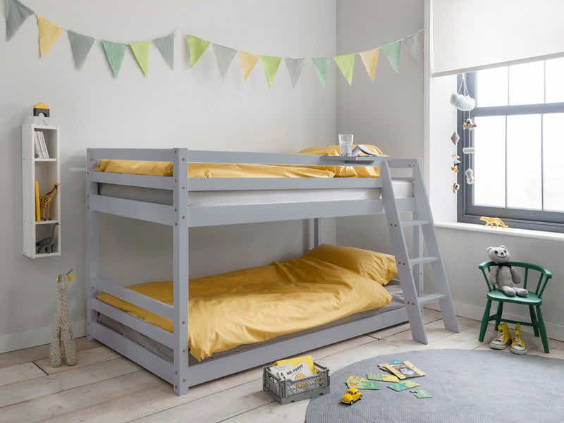 Polli Grey Bunk Bed with 10cm Bonnell Mattress Combo