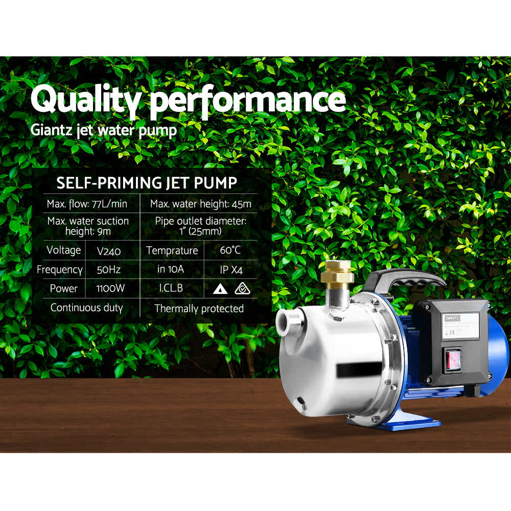 DS NA Water Pump High Pressure 1100W Stage Jet Rain Tank Pond Garden Irrigation