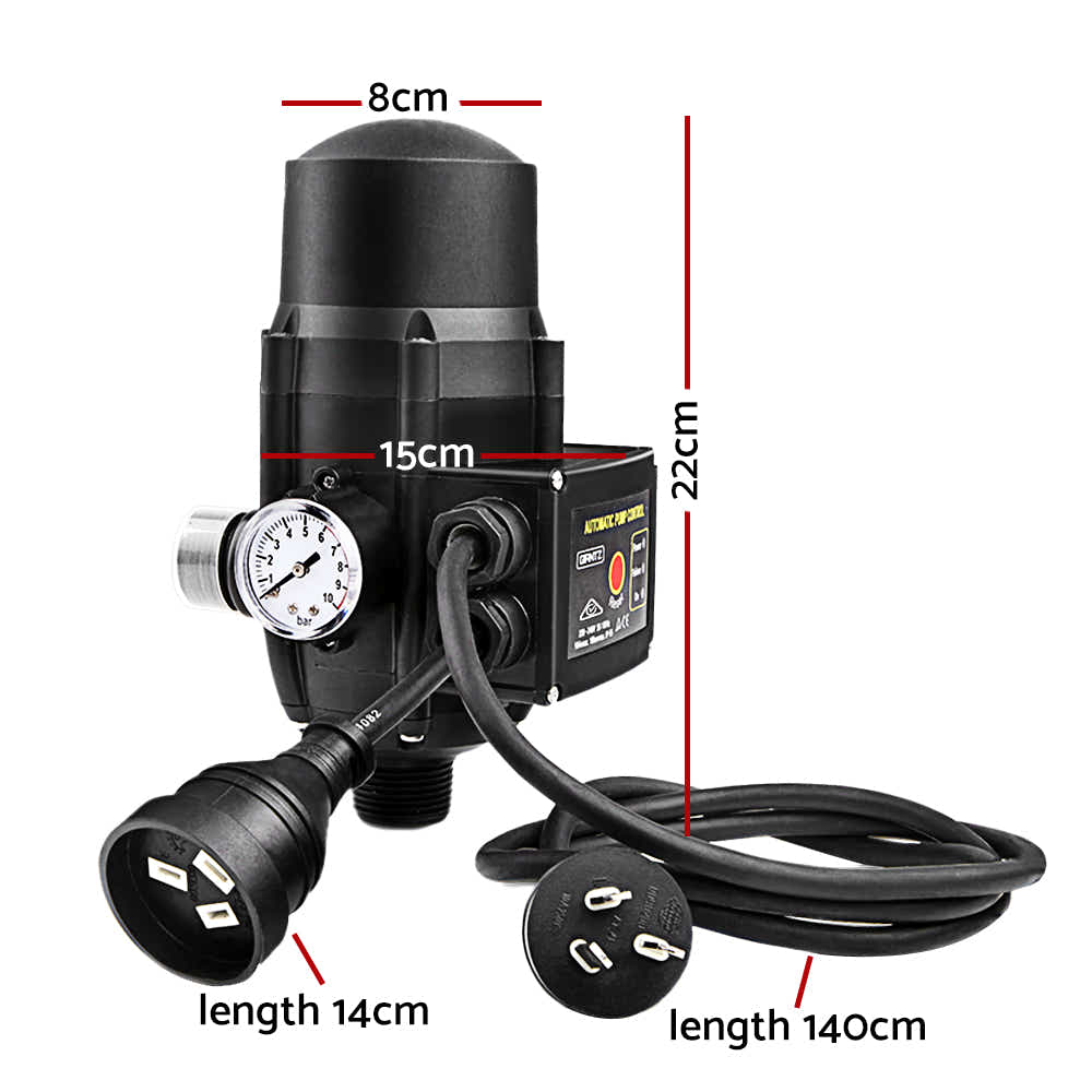 DS NA Giantz Adjustable Automatic Electronic Water Pump Controller - Black