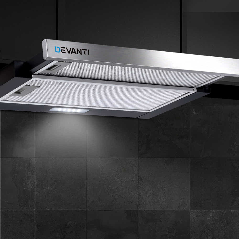 DS NA Rangehood Stainless Steel Slide Out Kitchen Canopy 60cm 600mm Black