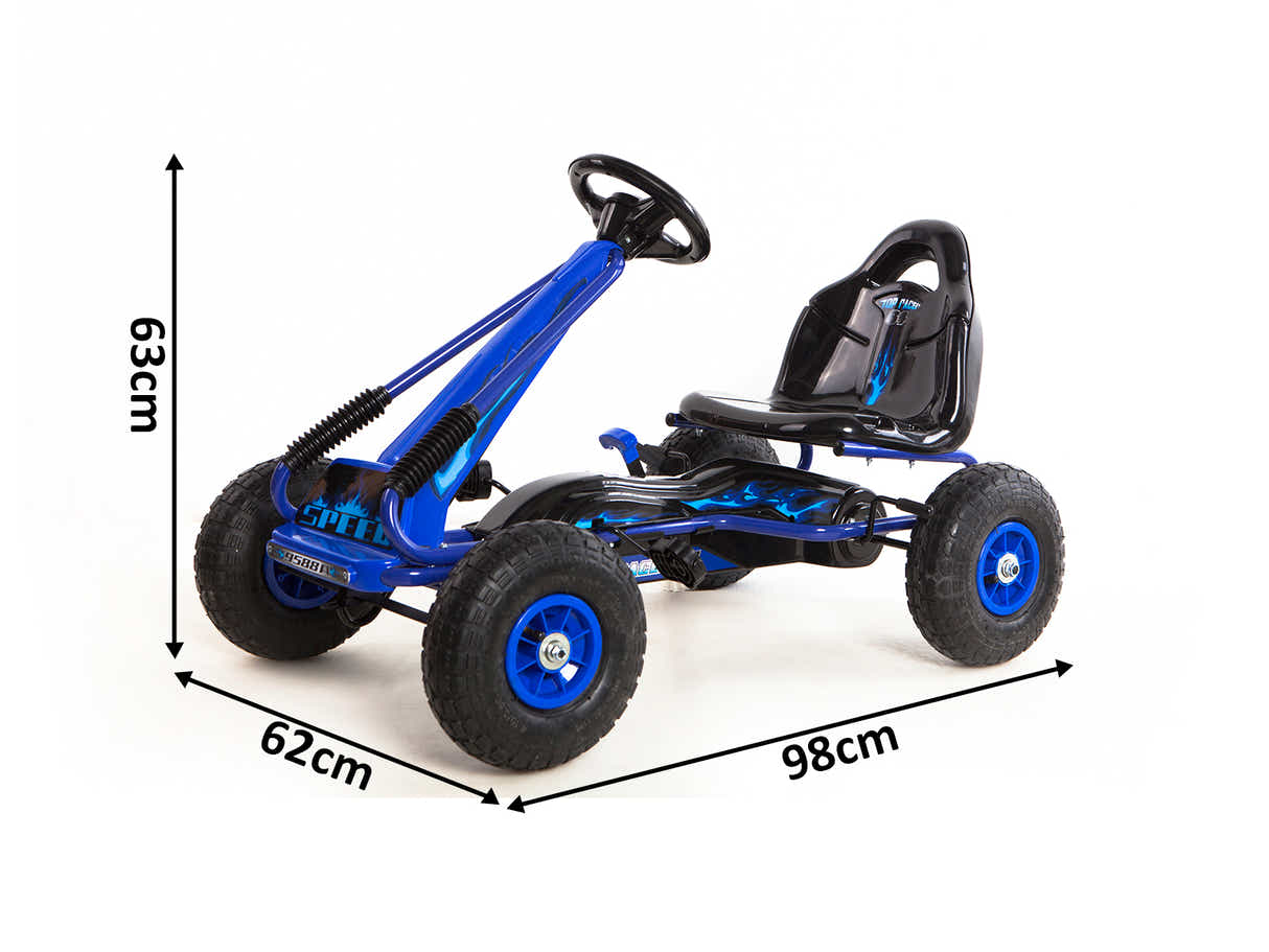 Kids Go Kart With Hand Brake - Blue