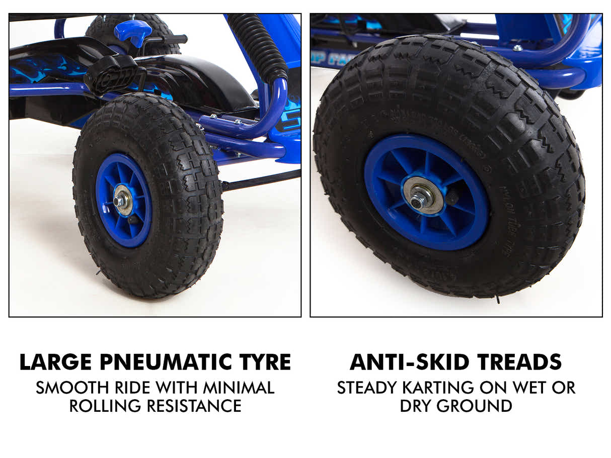 Kids Go Kart With Hand Brake - Blue