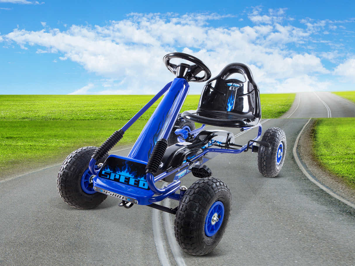 Kids Go Kart With Hand Brake - Blue