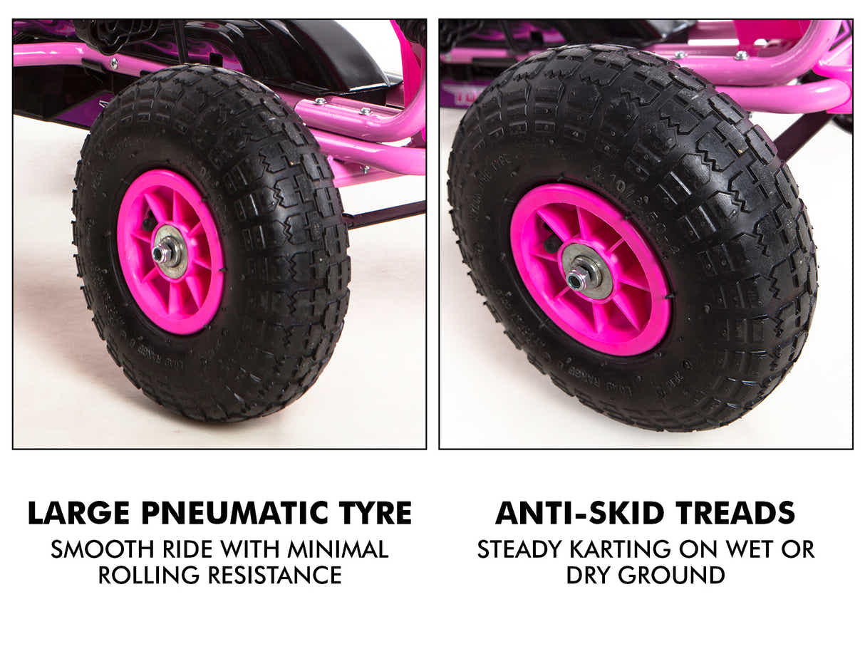 Kids Go Kart With Hand Brake - Pink