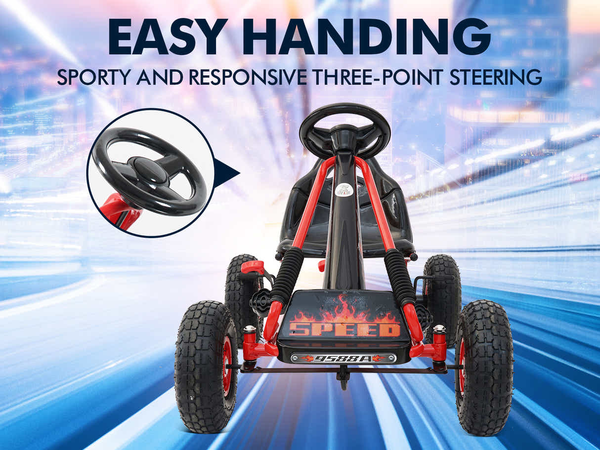 Kids Go Kart With Hand Brake - Red
