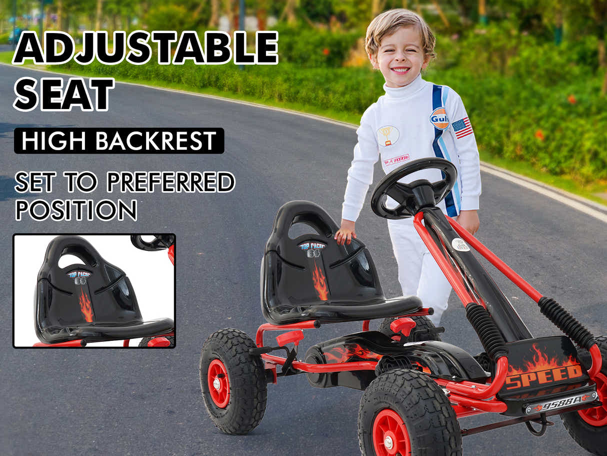 Kids Go Kart With Hand Brake - Red
