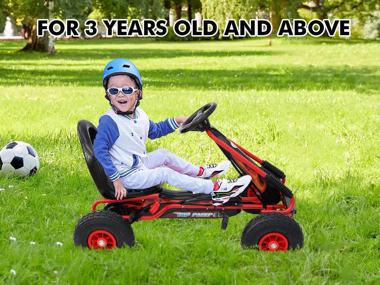 Kids Go Kart With Hand Brake - Red