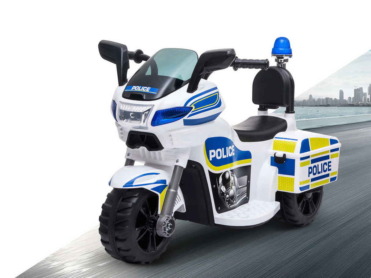 Kids Ride On Police Motorbike - White