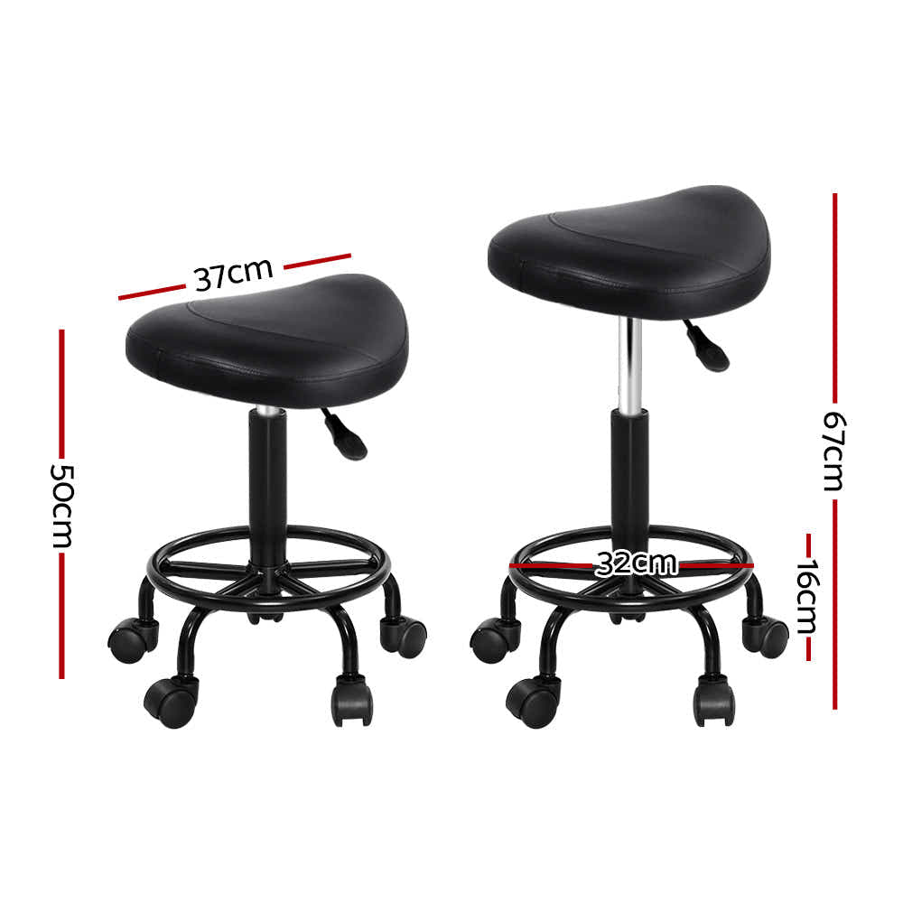 DS NA Artiss Saddle Stool Salon Chair Black Beauty Barber Hairdressing Gas Lift