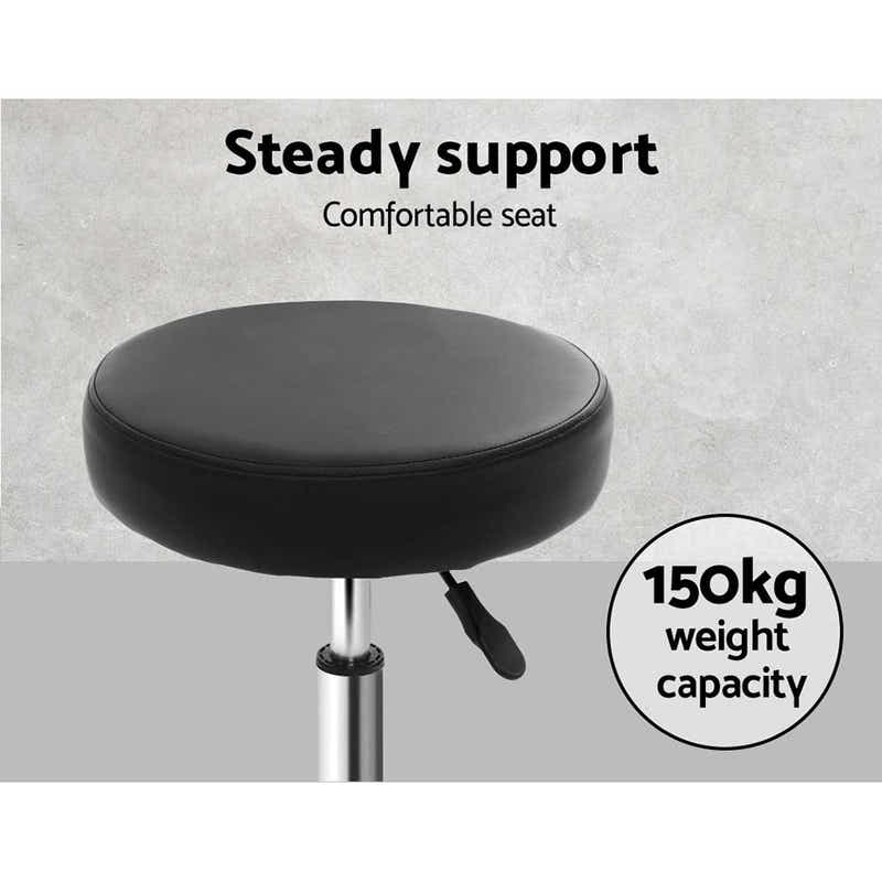 Artiss Round Salon Stool Black PU Barber Hair Dress Chair Hydraulic Lift