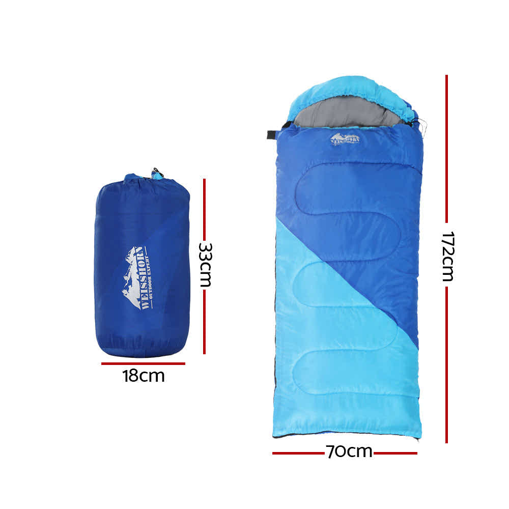 DS NA Weisshorn Sleeping Bag Bags Kids 172cm Camping Hiking Thermal Blue