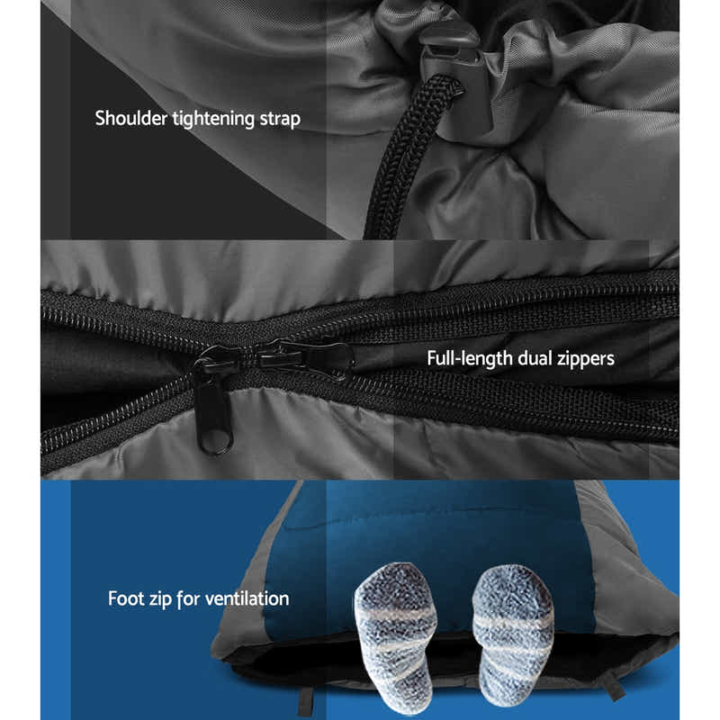 DS NA Sleeping Bag Camping Hiking Tent Winter Outdoor Comfort 0 Degree Navy