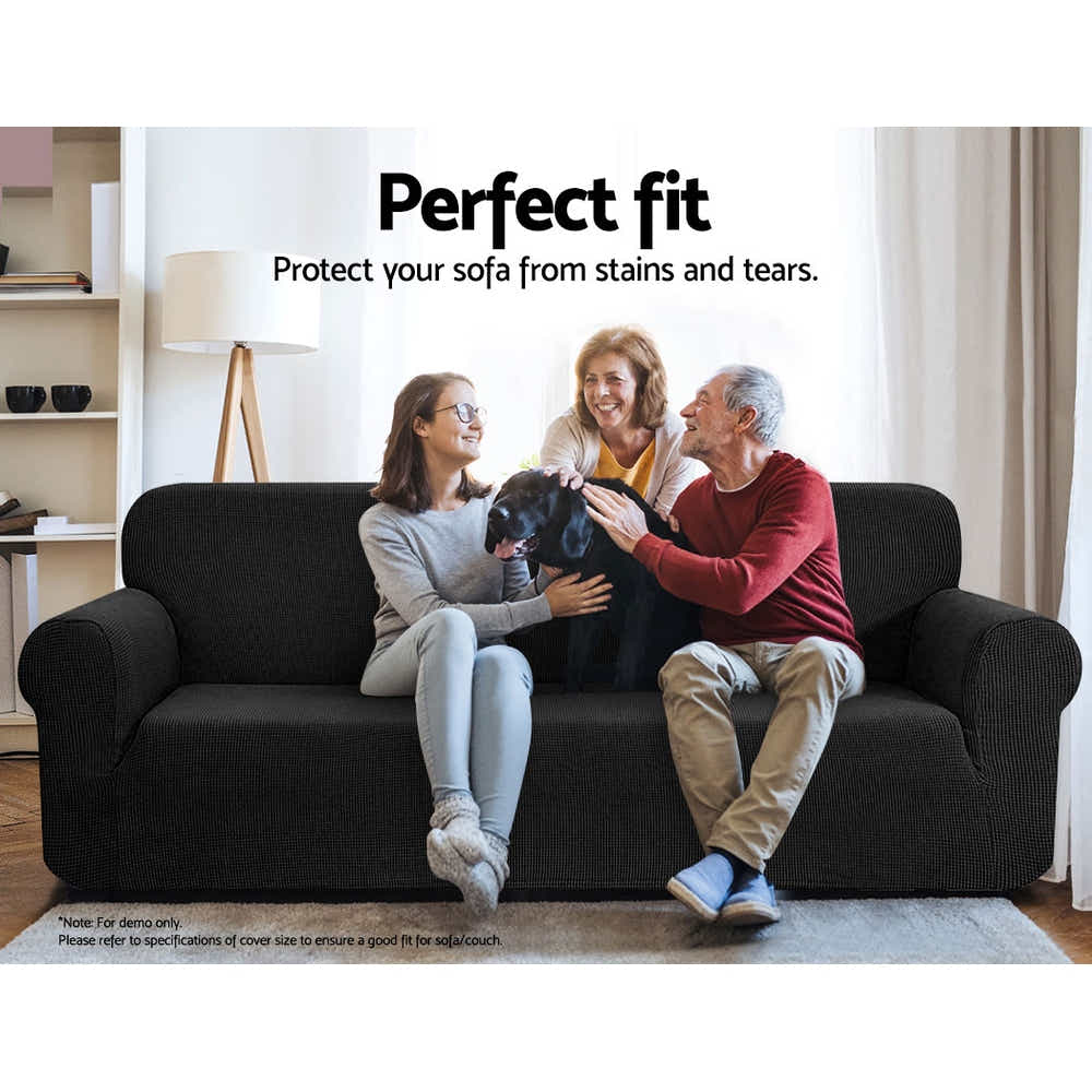 DS NA High Stretch Sofa Cover Couch Lounge Protector Slipcovers 3 Seater Black