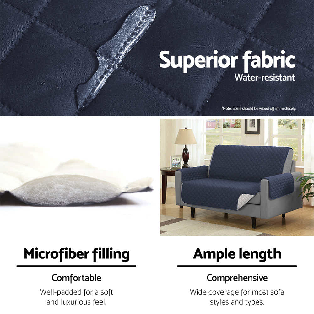 DS NA Artiss Sofa Cover Quilted Couch Covers Lounge Protector 3 Seater Dark Grey
