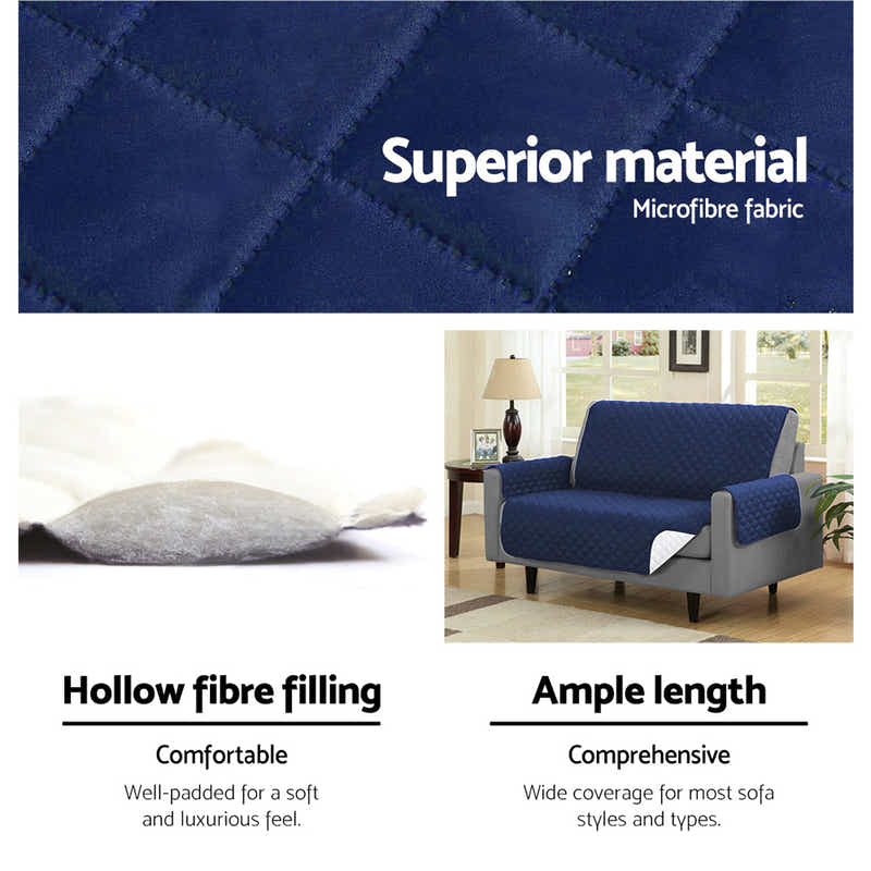 DS NA Sofa Cover Quilted Couch Covers Lounge Protector Slipcovers 3 Seater Navy