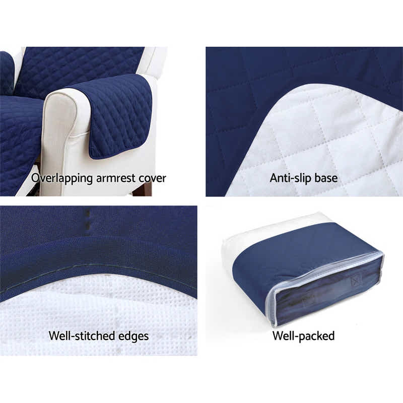 DS NA Sofa Cover Quilted Couch Covers Lounge Protector Slipcovers 3 Seater Navy