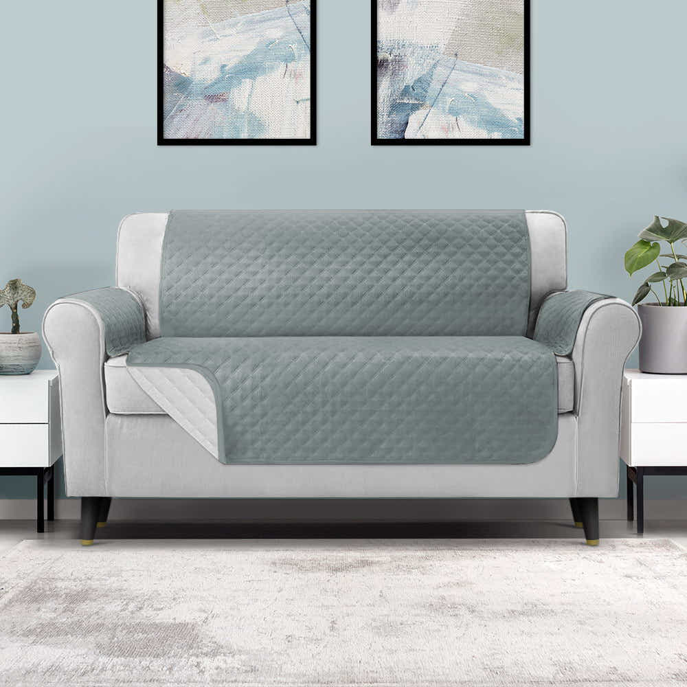 DS NA Artiss Sofa Cover Quilted Couch Covers 100% Water Resistant 3 Seater Grey