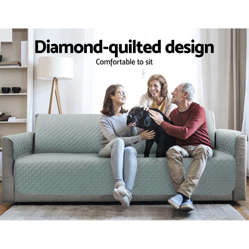 DS NA Artiss Sofa Cover Quilted Couch Covers 100% Water Resistant 4 Seater Grey