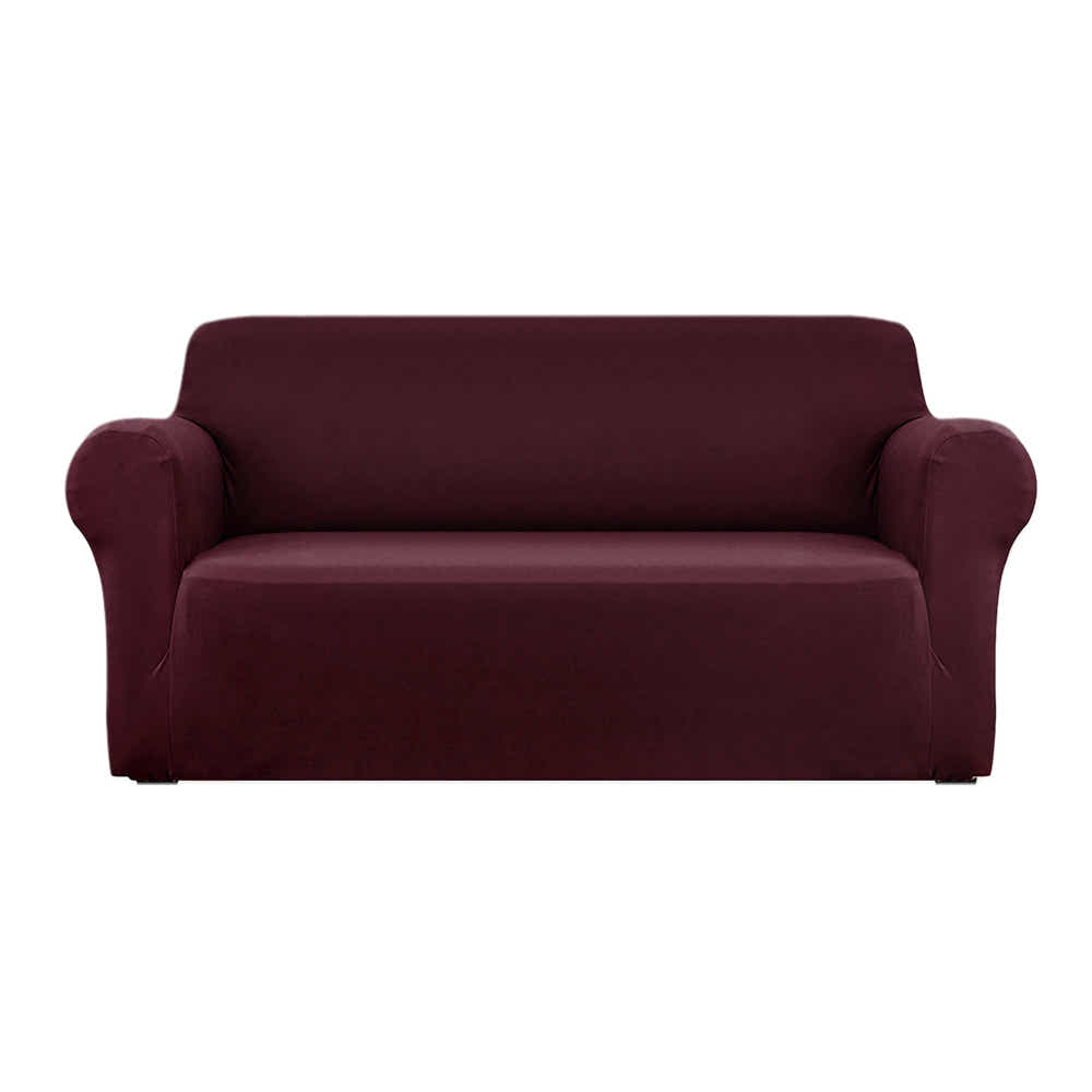 DS NA Artiss Sofa Cover Elastic Stretchable Couch Covers Burgundy 3 Seater