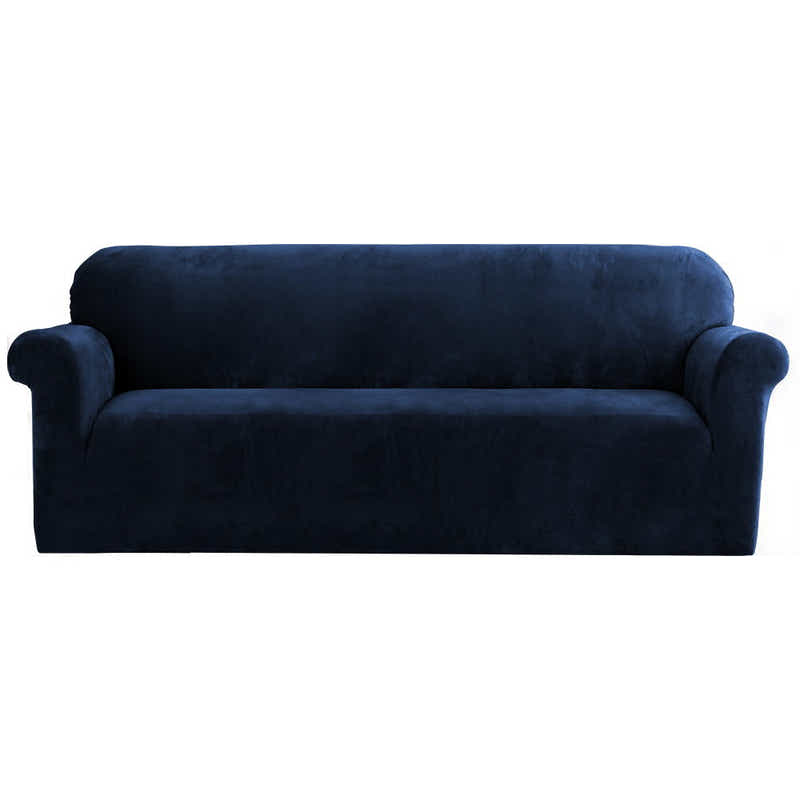 DS NA Velvet Sofa Cover Plush Couch Cover Lounge Slipcover 4 Seater Sapphire