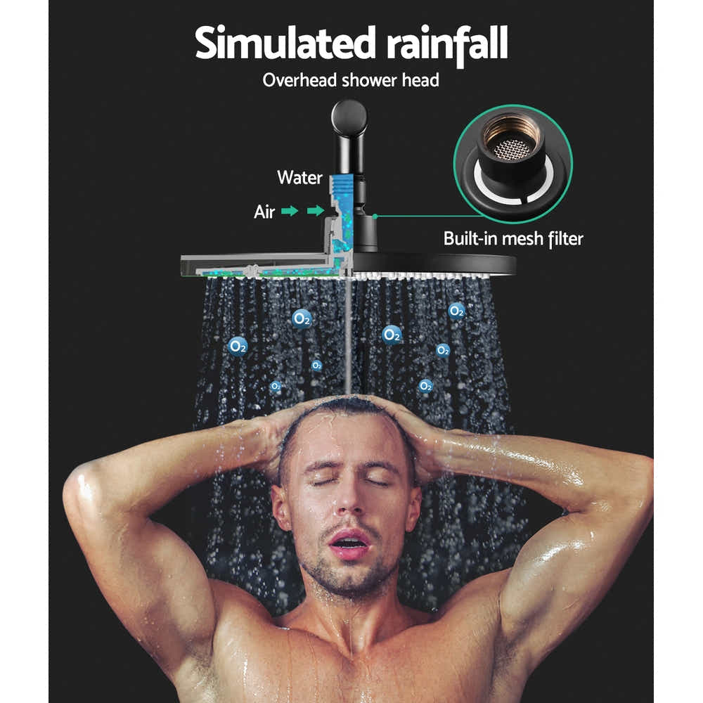 DS NA WELS 9'' Rain Shower Head Taps Round Handheld High Pressure Wall Black
