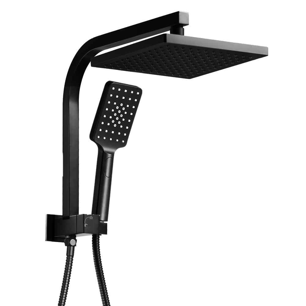 DS NA WELS 8'' Rain Shower Head Set Square Handheld High Pressure Wall Black