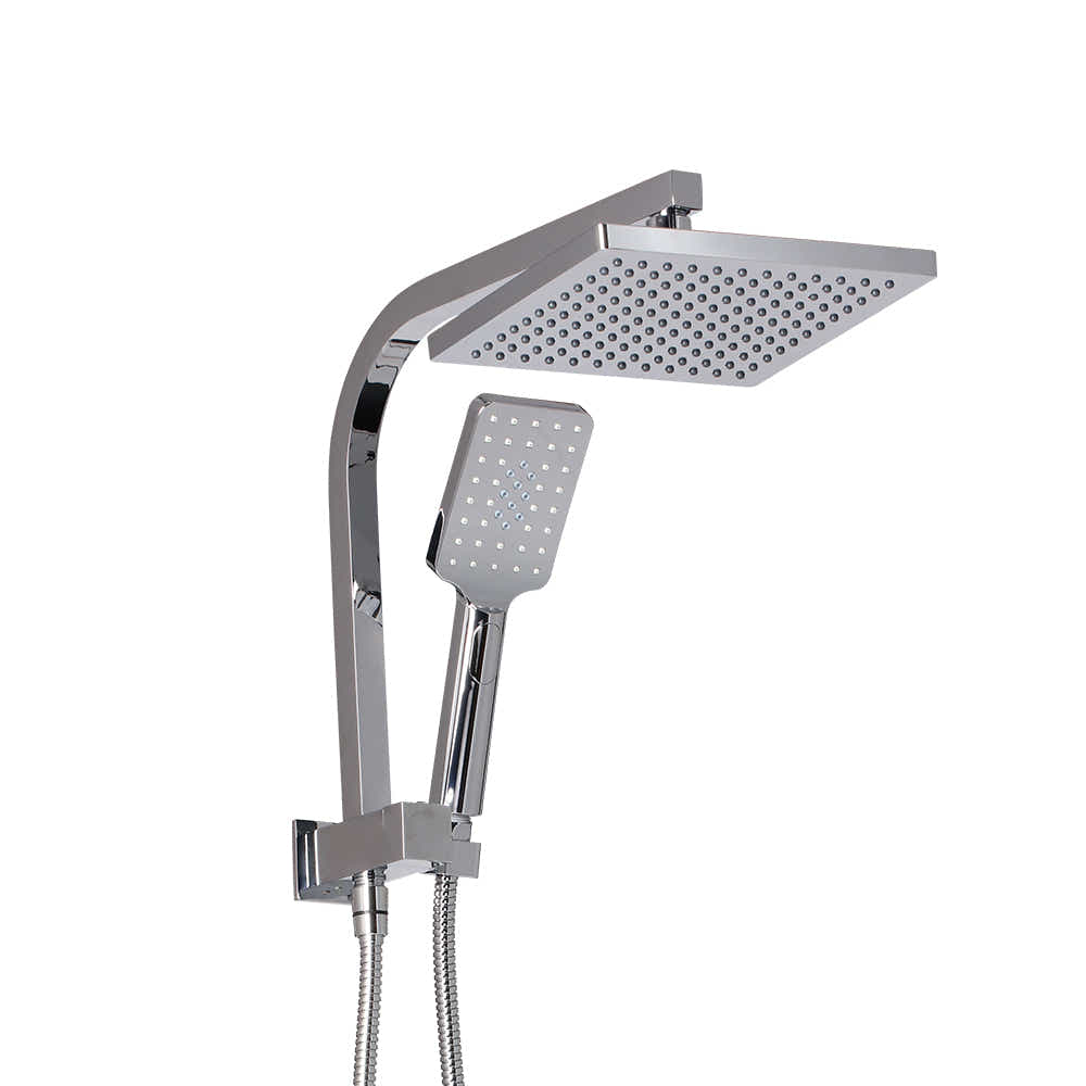 DS NA WELS 8'' Rain Shower Head Set Square Handheld High Pressure Wall Chrome