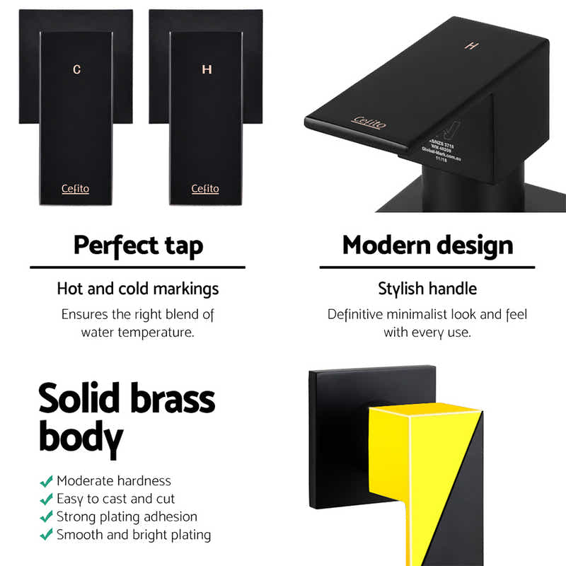 DS NA Bathroom Taps Faucet Rain Shower Head Set Hot And Cold Diverter DIY Black