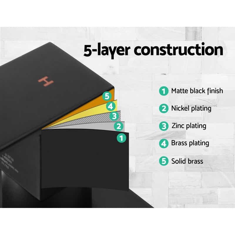 DS NA Bathroom Taps Faucet Rain Shower Head Set Hot And Cold Diverter DIY Black