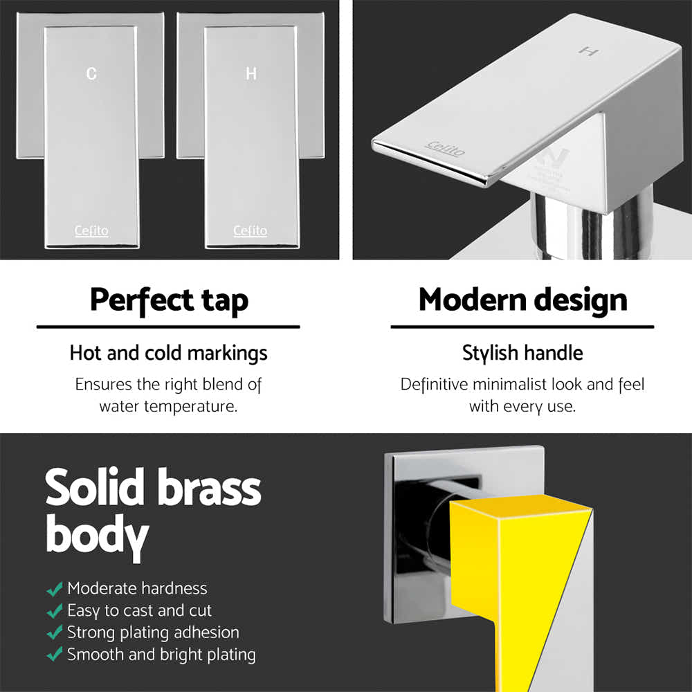 DS NA Bathroom Taps Faucet Rain Shower Head Set Hot And Cold Diverter DIY Chrome
