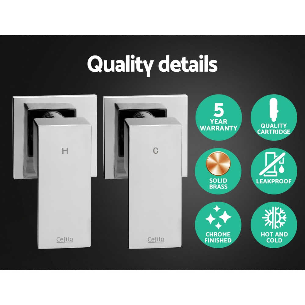 DS NA Bathroom Taps Faucet Rain Shower Head Set Hot And Cold Diverter DIY Chrome