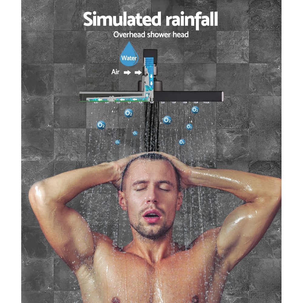 DS NA WElS 8'' Rain Shower Head Mixer Square High Pressure Wall Arm DIY Black