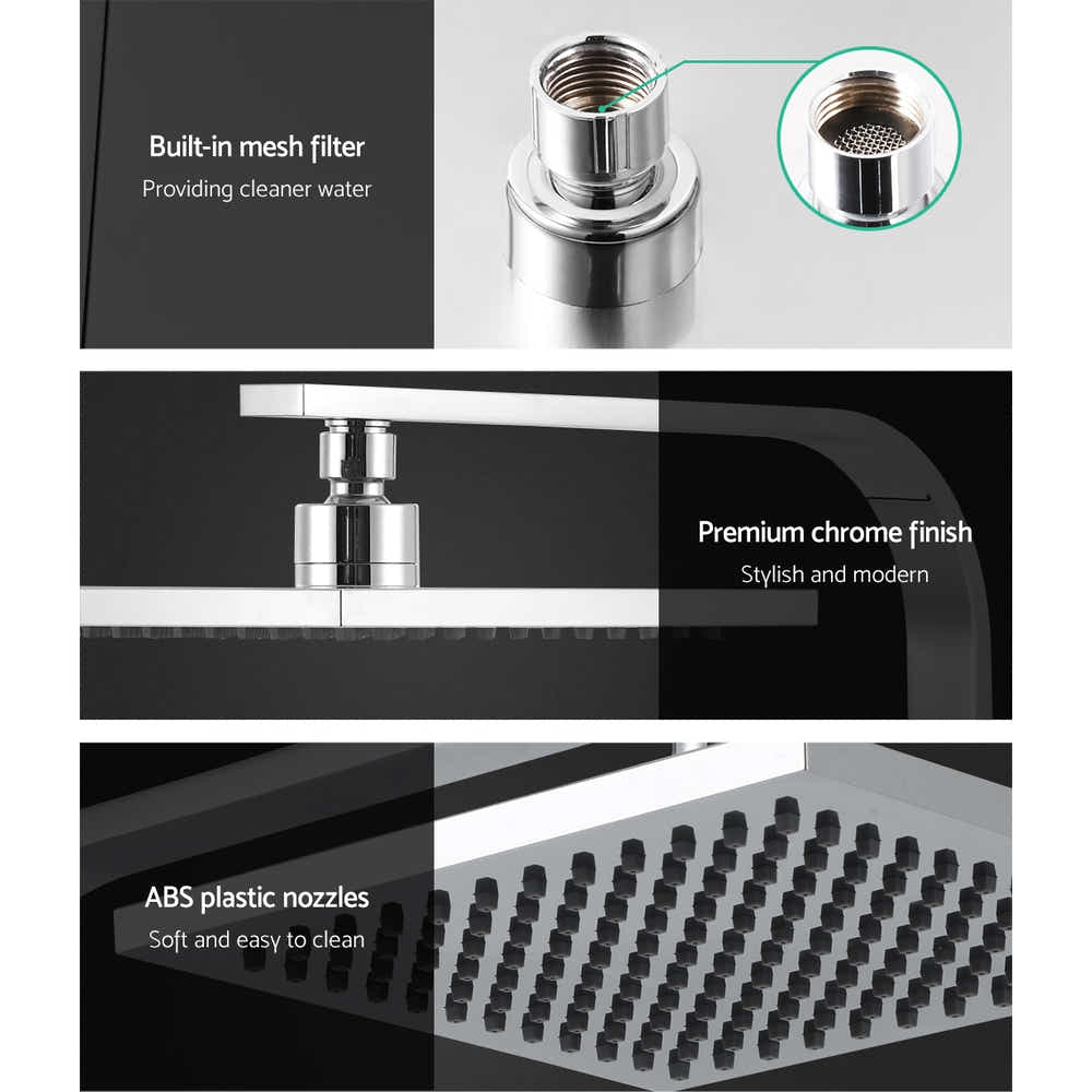 DS NA WElS 8'' Rain Shower Head Set Square High Pressure Wall Arm DIY Chrome