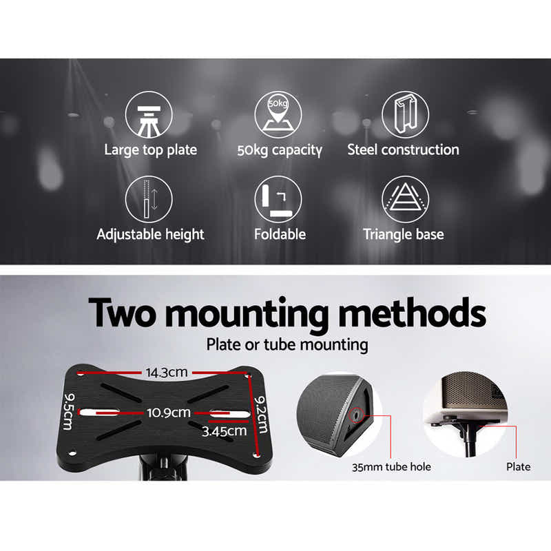 DS NA Set of 2 Adjustable 120CM Speaker Stand - Black