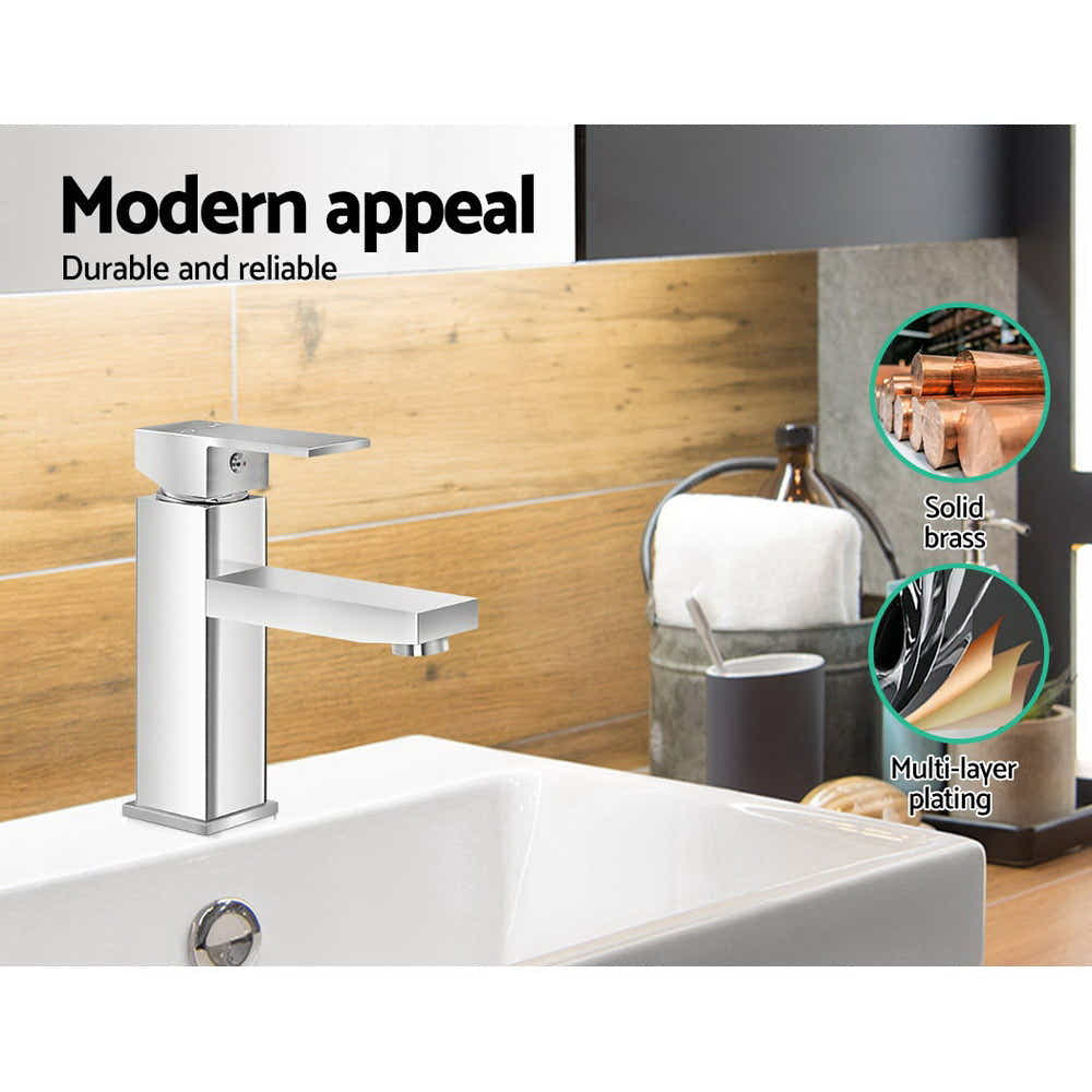 DS NA Basin Mixer Tap Faucet Bathroom Vanity Top WELS Standard Brass Silver