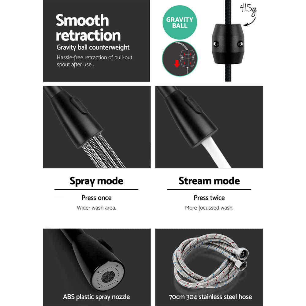 DS NA Cefito Pull-out Mixer Faucet Tap - Black