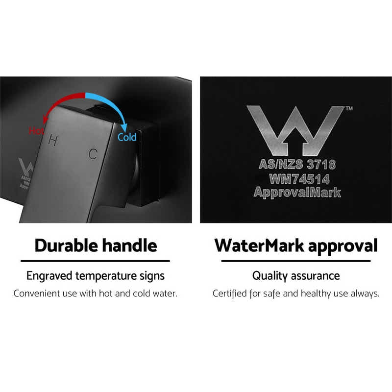 DS NA WELS Bathroom Tap Wall Square Black Basin Mixer Taps Vanity Brass Faucet