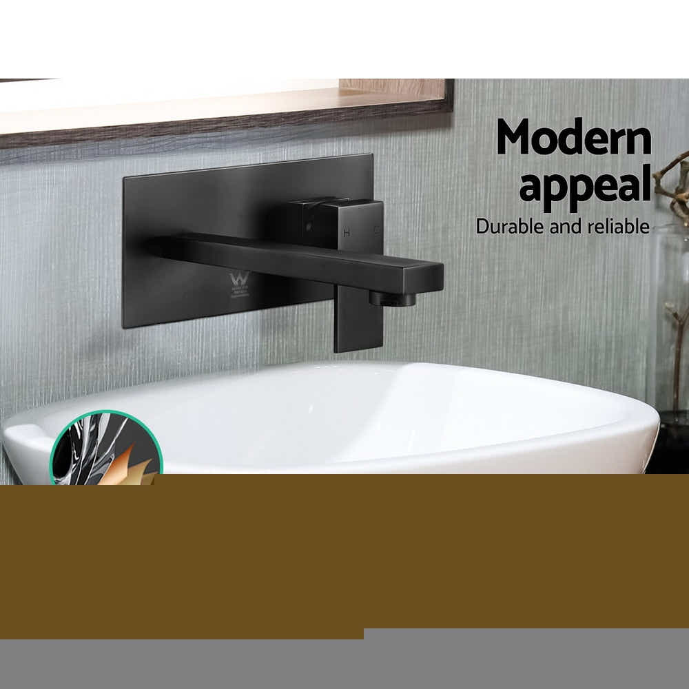 DS NA WELS Bathroom Tap Wall Square Black Basin Mixer Taps Vanity Brass Faucet