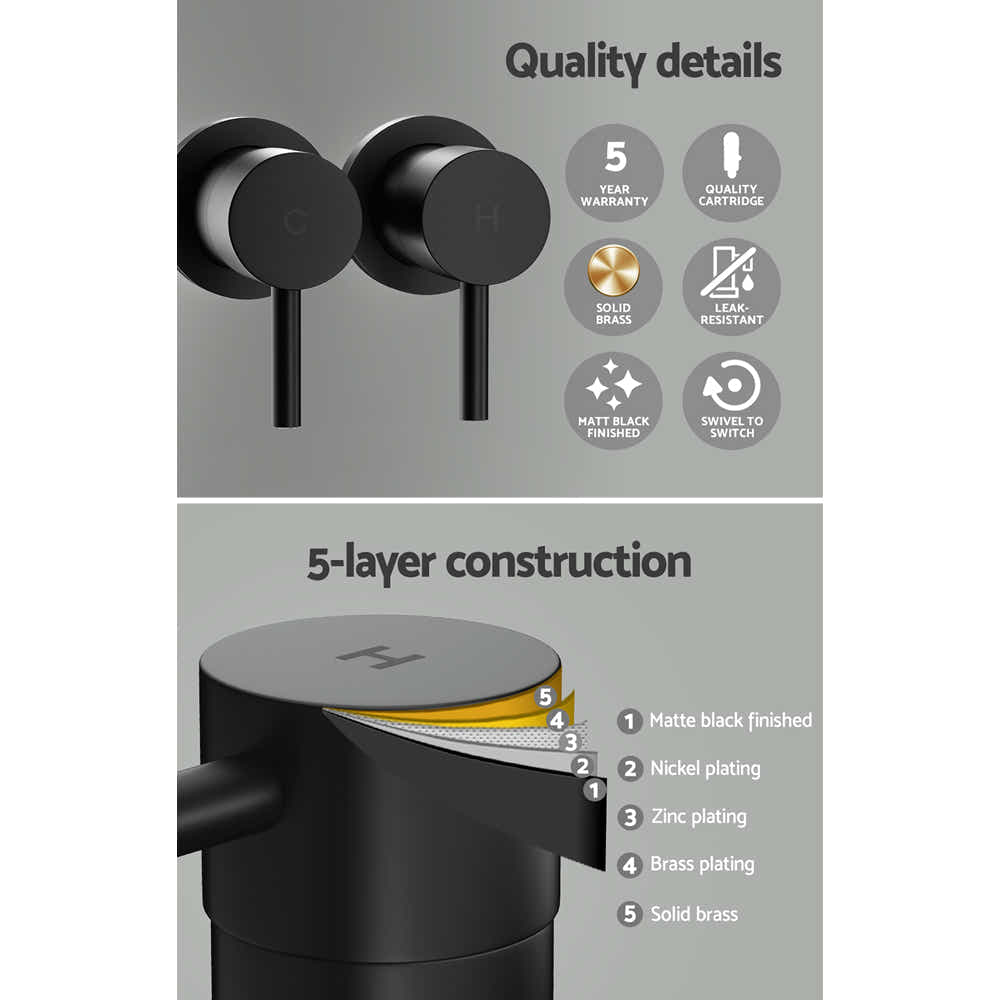 DS NA Cefito Bathroom Tap Shower Twin Tap Faucet Basin Sink Bath Swivel Black