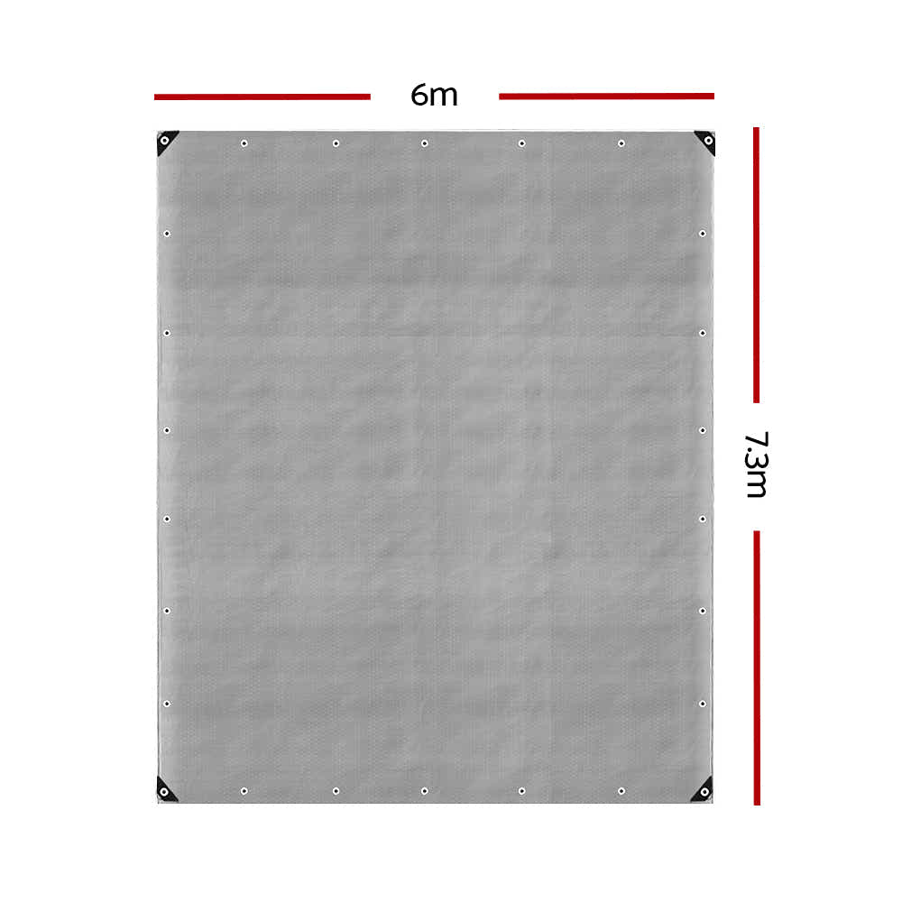 DS NA Instahut 6x7.3m Camping Tarp Poly Tarpaulin Heavy Duty Cover 180gsm Silver