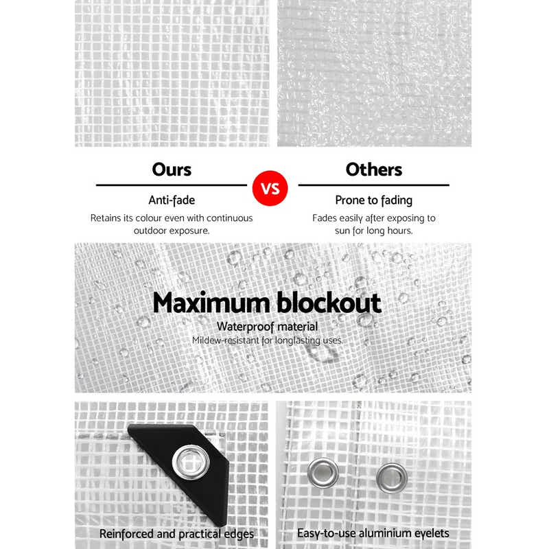 DS NA Instahut 2x3m Tarp Camping Poly Tarpaulin Heavy Duty Cover 135gsm Clear