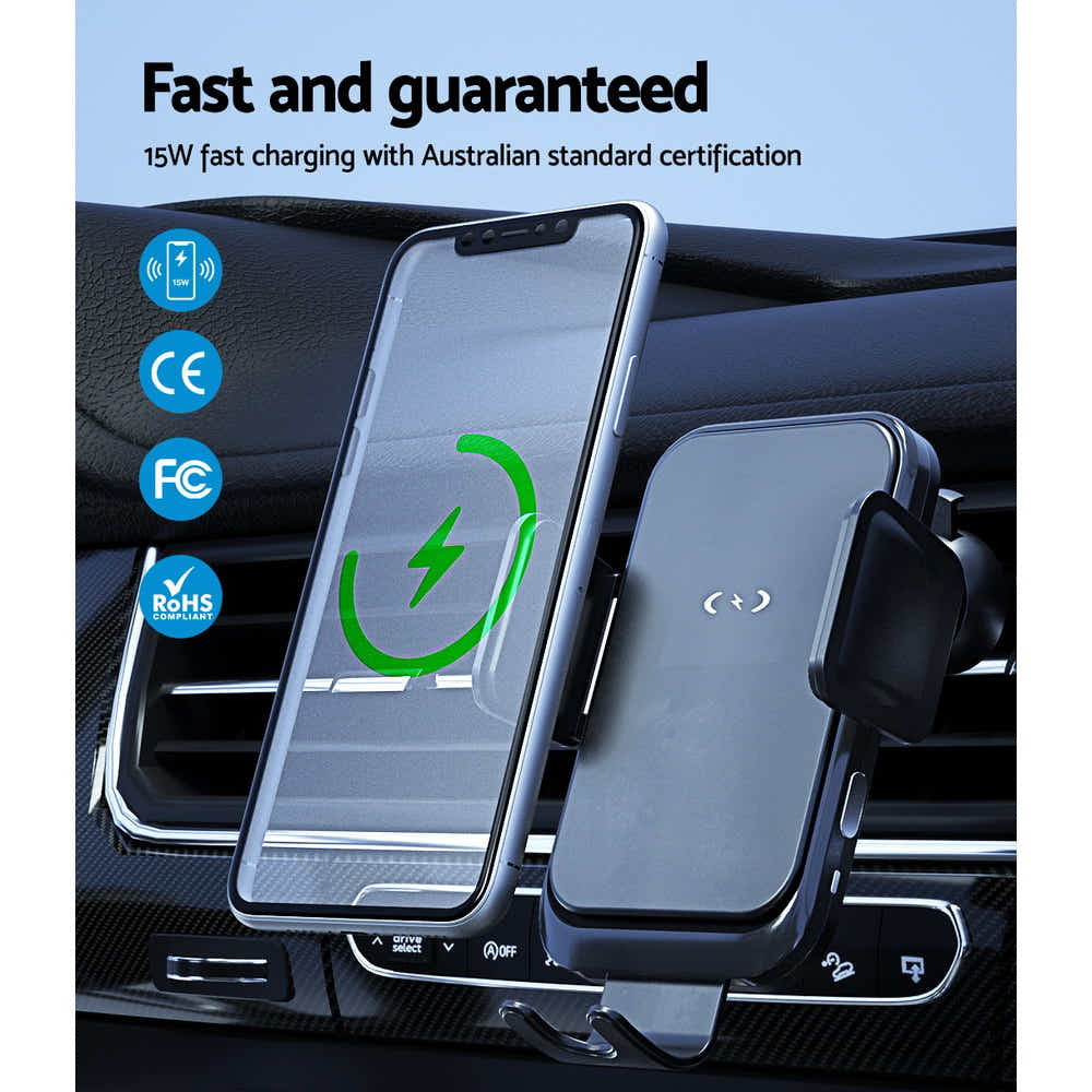 DS NA Devanti Wireless Car Charger Fast Charging Car Mount Vent Suction cup