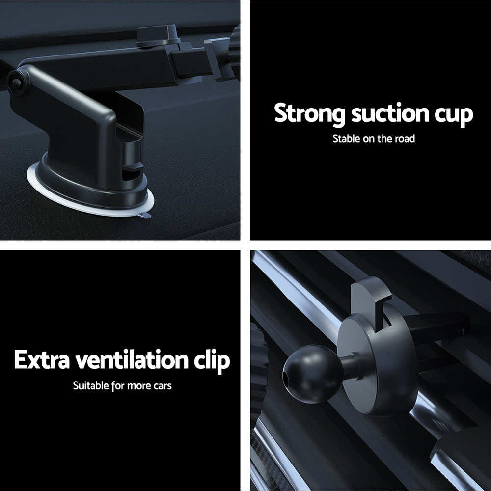 DS NA Devanti Wireless Car Charger Fast Charging Car Mount Vent Suction cup