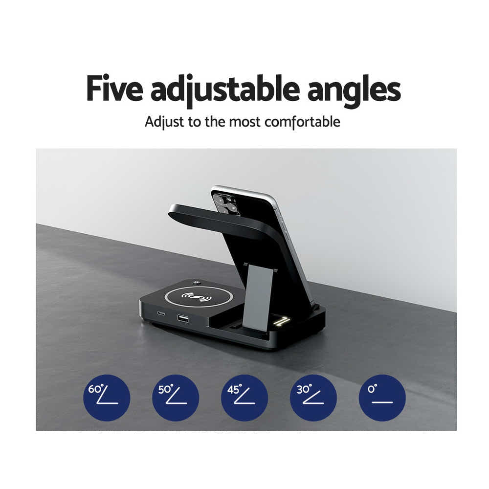 DS NA Devanti 4-in-1 Wireless Charger Station Fast Charging for Phone Black