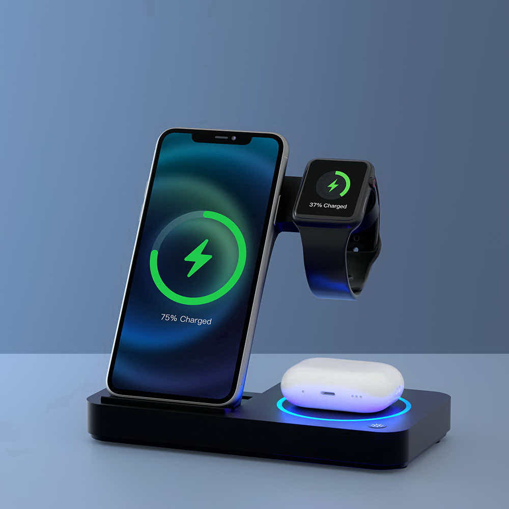 DS NA Devanti 4-in-1 Wireless Charger Station Fast Charging for Phone Black