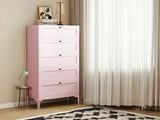 Lonna Steel 5-Drawer Tallboy - Pink